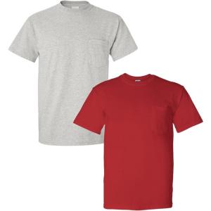 imageGildan Adult DryBlend Workwear TShirts with Pocket 2Pack1 Ash  1 Red
