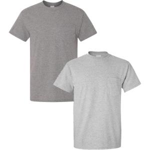 imageGildan Adult DryBlend Workwear TShirts with Pocket 2Pack1 Graphite Heather  1 Sport Grey