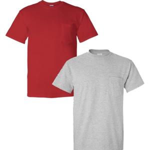 imageGildan Adult DryBlend Workwear TShirts with Pocket 2Pack1 Red  1 Sport Grey
