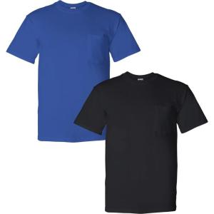 imageGildan Adult DryBlend Workwear TShirts with Pocket 2Pack1 Royal  1 Black