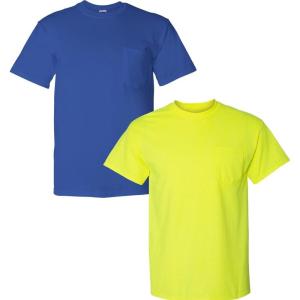 imageGildan Adult DryBlend Workwear TShirts with Pocket 2Pack1 Royal  1 Safety Green