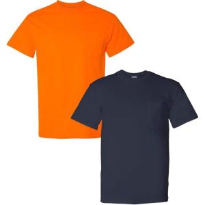 imageGildan Adult DryBlend Workwear TShirts with Pocket 2Pack1 Safety Orange  1 Navy
