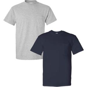 imageGildan Adult DryBlend Workwear TShirts with Pocket 2Pack1 Sport Grey  1 Navy