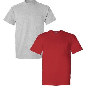 imageGildan Adult DryBlend Workwear TShirts with Pocket 2Pack1 Sport Grey  1 Red