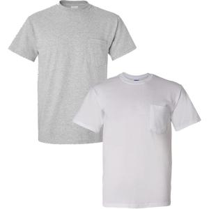 imageGildan Adult DryBlend Workwear TShirts with Pocket 2Pack1 Sport Grey  1 White