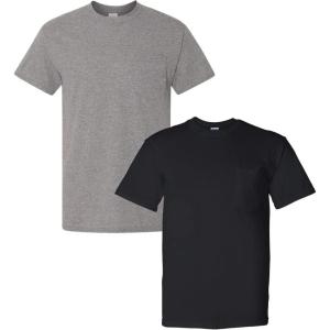 imageGildan Adult DryBlend Workwear TShirts with Pocket 2PackBlack  Graphite Heather