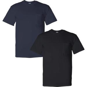 imageGildan Adult DryBlend Workwear TShirts with Pocket 2PackBlack  Navy