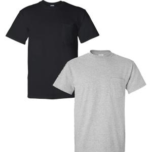 imageGildan Adult DryBlend Workwear TShirts with Pocket 2PackBlackSport Grey