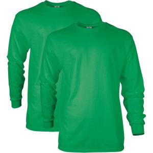 imageGildan Adult Ultra Cotton Long Sleeve TShirt Style G2400 MultipackIrish Green 2pack