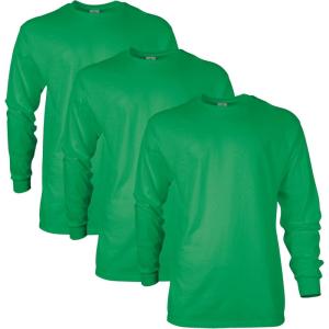 imageGildan Adult Ultra Cotton Long Sleeve TShirt Style G2400 MultipackIrish Green 3pack