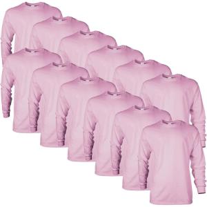imageGildan Adult Ultra Cotton Long Sleeve TShirt Style G2400 MultipackLight Pink 12pack