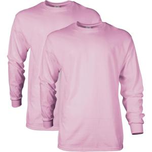 imageGildan Adult Ultra Cotton Long Sleeve TShirt Style G2400 MultipackLight Pink 2pack