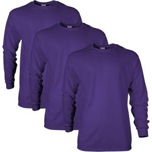 imageGildan Adult Ultra Cotton Long Sleeve TShirt Style G2400 MultipackPurple 3pack
