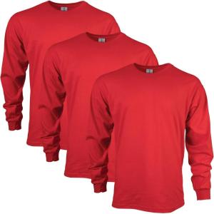 imageGildan Adult Ultra Cotton Long Sleeve TShirt Style G2400 MultipackRed 3pack