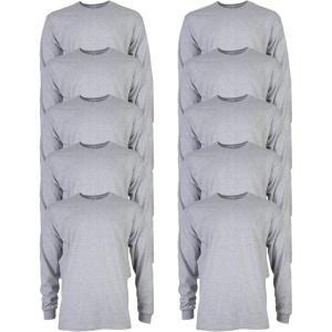 imageGildan Adult Ultra Cotton Long Sleeve TShirt Style G2400 MultipackSport Grey 10pack