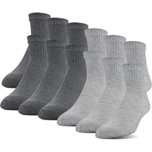 imageGildan Mens Polyester Half Cushion Ankle Socks 12PairsGrey