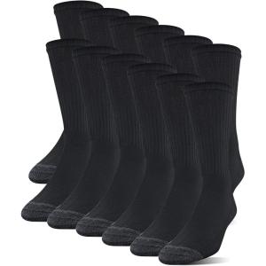 imageGildan Mens Polyester Half Cushion Crew Socks 12 PairsBlack