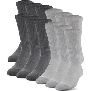 imageGildan Mens Polyester Half Cushion Crew Socks 12 PairsGrey