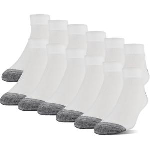 imageGildan Mens Polyester Half Cushion Low Cut Socks 12packWhite