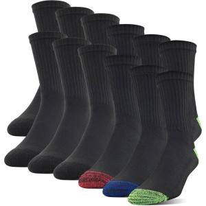 imageGildan Mens Polyester Half Cushion MidCrew Socks 12packAssorted