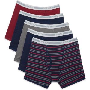 imageGildan Mens Underwear Boxer Briefs MultipackMixed Blue 5pack  Shorter Length