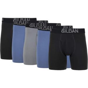 imageGildan Mens Underwear Cotton Stretch Boxer Briefs MultipackBlack SootSlate BlueGrey Flannel 5pack  Regular Leg