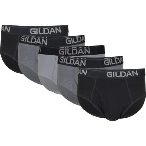 imageGildan Mens Underwear Cotton Stretch Briefs 5PackBlack SootHeather Dark GreyGrey Flannel 5pack