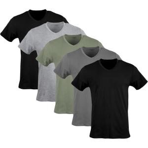 imageGildan Mens VNeck TShirts Multipack Style G1103BlackSport GreyCharcoalMilitary Green 5pack