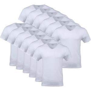 imageGildan Mens VNeck TShirts Multipack Style G1103White 12pack