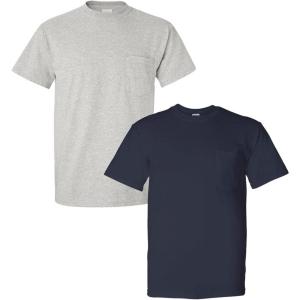 imageGildan Unisex Adult Ultra Cotton TShirt with Pocket Style G2300 2Pack1 Ash  1 Navy