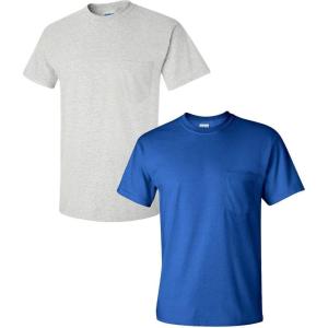 imageGildan Unisex Adult Ultra Cotton TShirt with Pocket Style G2300 2PackAshRoyal