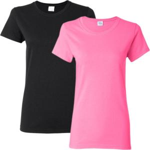 imageGildan Womens Heavy Cotton TShirt Style G5000L 2Pack1 Black  1 Light Pink