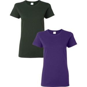 imageGildan Womens Heavy Cotton TShirt Style G5000L 2Pack1 Forest Green  1 Purple