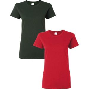 imageGildan Womens Heavy Cotton TShirt Style G5000L 2Pack1 Forest Green  1 Red
