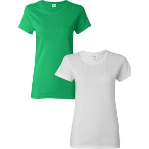 imageGildan Womens Heavy Cotton TShirt Style G5000L 2Pack1 Irish Green  1 White