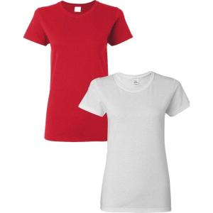 imageGildan Womens Heavy Cotton TShirt Style G5000L 2Pack1 Red  1 White