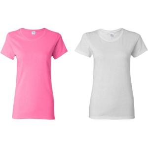 imageGildan Womens Heavy Cotton TShirt Style G5000L 2Pack1 Safety Pink  1 White