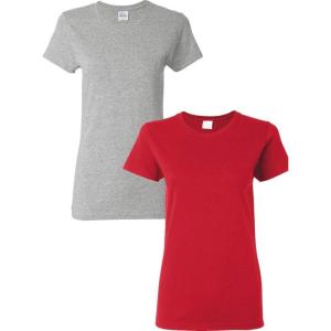 imageGildan Womens Heavy Cotton TShirt Style G5000L 2Pack1 Sport Grey  1 Red
