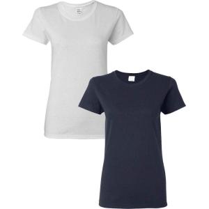 imageGildan Womens Heavy Cotton TShirt Style G5000L 2Pack1 White  1 Navy