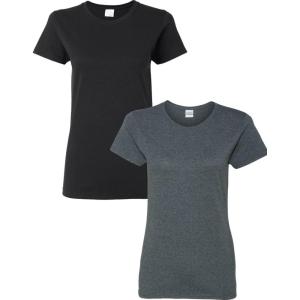 imageGildan Womens Heavy Cotton TShirt Style G5000L 2PackBlackdarkheather