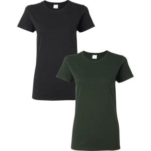 imageGildan Womens Heavy Cotton TShirt Style G5000L 2PackBlackforest Green