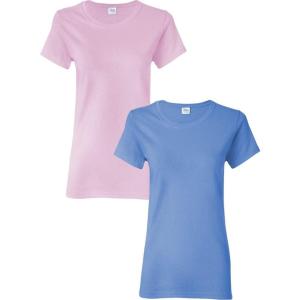 imageGildan Womens Heavy Cotton TShirt Style G5000L 2PackLight Pinkcarolina Blue