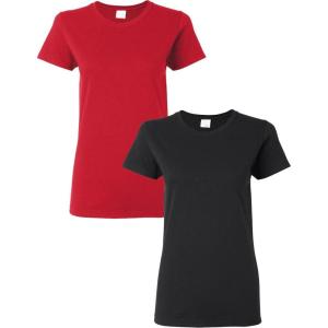 imageGildan Womens Heavy Cotton TShirt Style G5000L 2PackRedblack