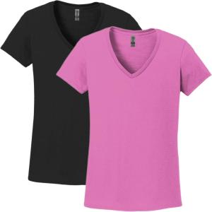 imageGildan Womens Heavy Cotton VNeck TShirt 2Pack1 Azalea  1 Black
