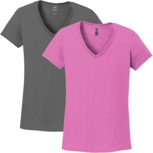 imageGildan Womens Heavy Cotton VNeck TShirt 2PackAzaleacharcoal