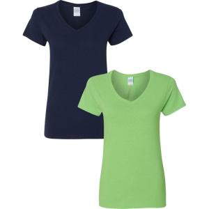 imageGildan Womens Heavy Cotton VNeck TShirt 2PackNavy