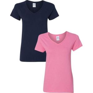 imageGildan Womens Heavy Cotton VNeck TShirt 2PackNavyAzalea