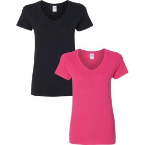 imageGildan Womens Heavy Cotton VNeck TShirt 2PackPink