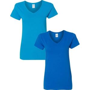 imageGildan Womens Heavy Cotton VNeck TShirt 2PackSapphireRoyal