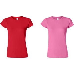 imageGildan Womens Softstyle Cotton TShirt Style G64000l Multipack1 Azalea  1 Cherry Red